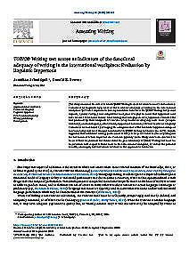 Read TOEIC Writing Test Scores as Indicators of the Functional Adequacy of Writing in the International Workplace: Evaluation by Linguistic Laypersons   